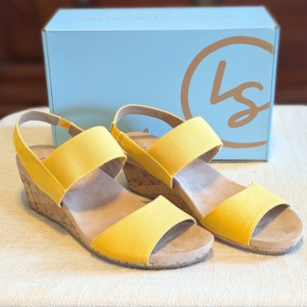 NIB Wide Life Stride Maldives Marigold Cork Wedge Shoes